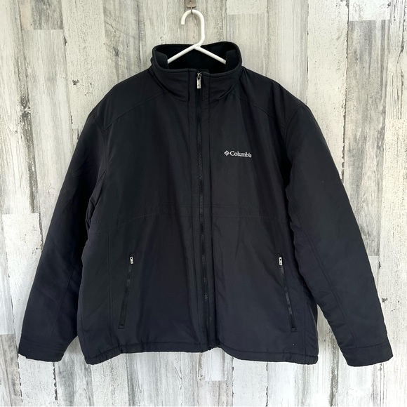Columbia Men’s Fleece Lined Winter Coat Size XXL Full Zip In Black - Picture 1 of 9